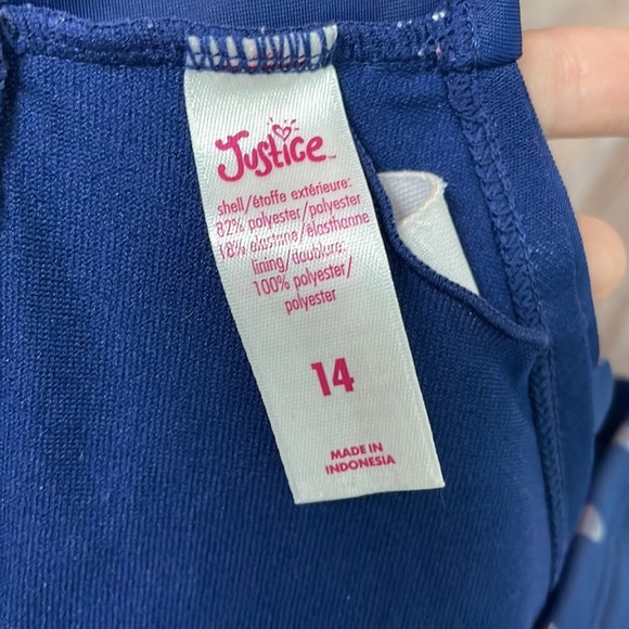 Justice one shoulder metallic polkadot two piece swimsuit - Picture 6 of 9